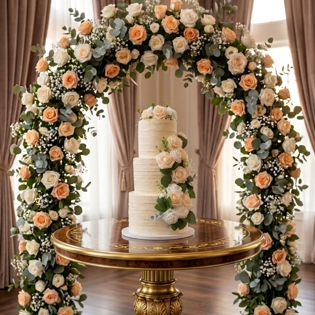 Floral three-tier cake