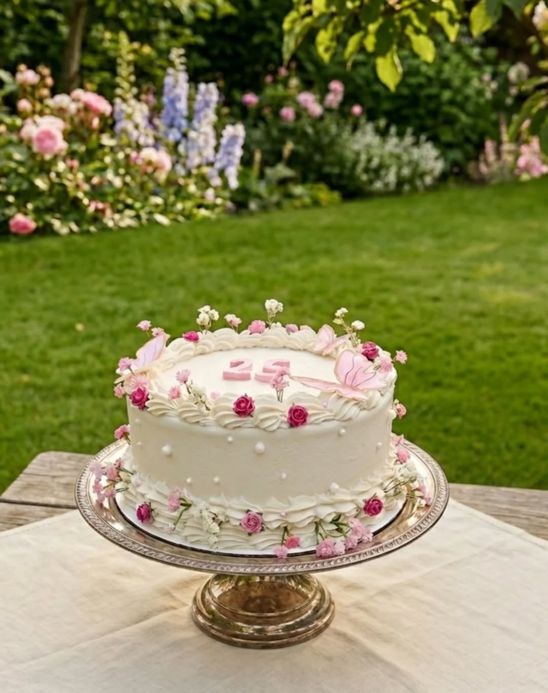 Custom heart cake with pink details