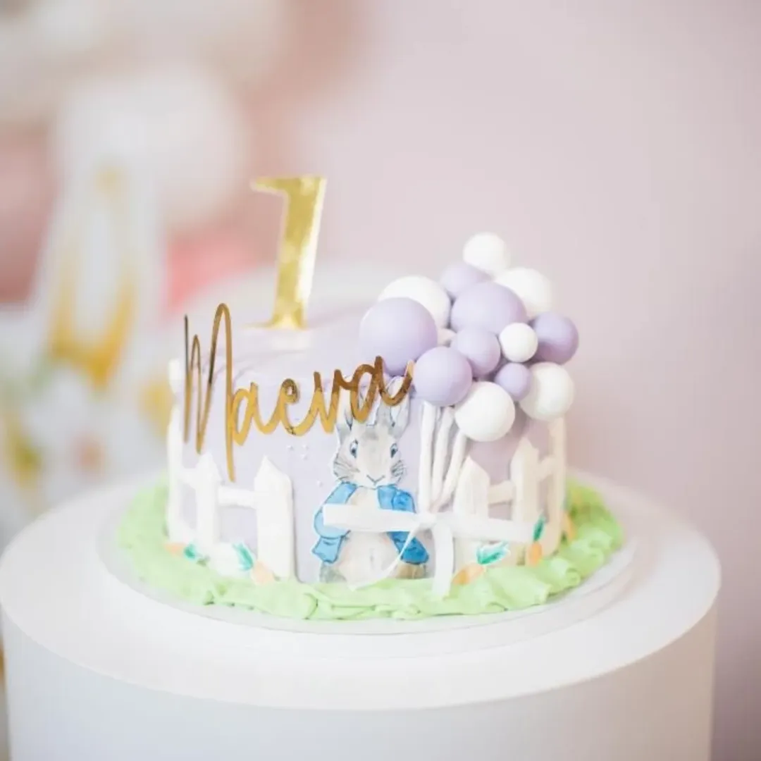 Two-tier wedding cake with floral details